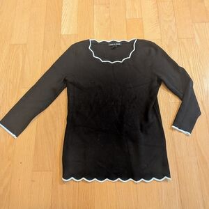 Cable & Gauge Black Top with Scalloped Trim